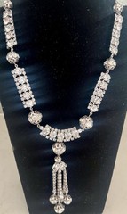 FABULOUS DRAMATIC STATEMENT VTG RHINESTONE DRIPPING TASSEL BIB NECKLACE