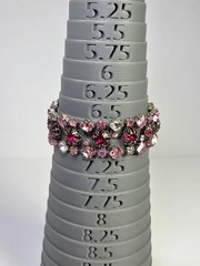 Vintage Attributed To Schreiner Pink Ruby Red Clear Crystal Triple Row Bracelet