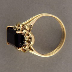 Vintage Elongated 4.00ct Deep Emerald Cut Tourmaline 14k yellow Gold .08CT Diam