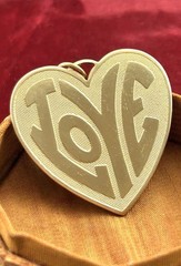 Vintage Love Charm Large Heart Medallion Pendant Brass Metal Jewelry Gift