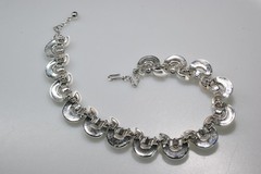 Vtg Trifari Choker Necklace white blue silver tone Santa Anita signed BB19