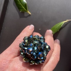 Vintage Ring Estate Jewelry Pre-owned Purple Briolette Crystal Cha-Cha Any Size