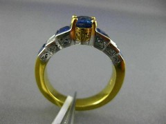 ESTATE 2.46CT DIAMOND & SAPPHIRE 18KT TWO TONE GOLD 3D FILIGREE ENGAGEMENT RING