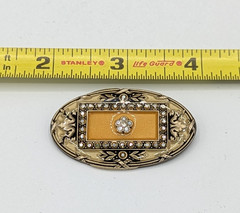 Vintage Catherine Popesco Enamel Brooch Yellow Oval Pin FRANCE Art Deco