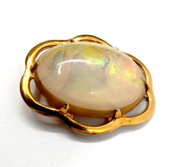 Mother Of Pearl Oval Brooch Gold Tone Bezel 1 1/8″ x 1 1/2″ Vintage MOP