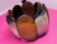 Vintage Animal Natural Bone or Horn Cream Brown Bracelet Handmade