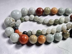 36″ Graduated Multi-Color Jade Bead Necklace. 18mm – 7mm