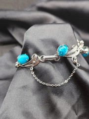 Vintage Sorrento Bracelet Sterling 925 Filigree & Larimar Stones 7″