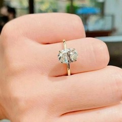 14K Gold Finish 2.00Ct Oval Cut Lab Created Diamond Engagement Solitaire Ring