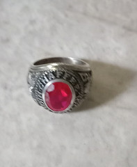 1969 Chaffee School Red Devils Class Ring Sterling Silver Red Stone size 9.75-10