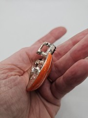 Enameled Rhinestone Pumpkin Brooch Pendant Fall Halloween Brooch