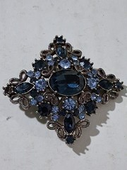 Vtg Costume Jewelry (4) Brooches Lot Signed Unsigned Rhinestone Missing