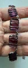 Antique Art Deco Purple Molded Glass Rivière Necklace – 17” – Silver Clasp