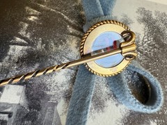Antique 15k Reverse Painted “Florence” Reverse Painted Essex Crystal Stick Pin