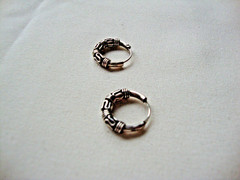 VTG 1970s STERLING SILVER 925 BALI INDONESIAN TWISTED WIRE WORK HOOP EARRINGS