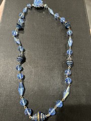 Vintage Necklace 21 In Blue Glass Beads
