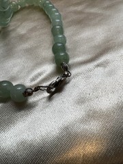 Heavy Green Jadeite Jade 9mm Beads Carved 19″ Necklace