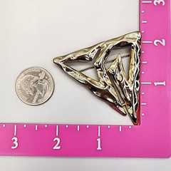 Vintage Torino Brooch Abstract Triangular Brutalist Gold Tone 2″