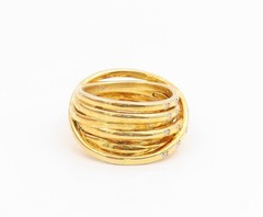 925 Sterling Silver Vintage Ring Gold Plated CZ Interlocking Band Sz 6 RG35381