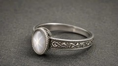 Natural White Star Sapphire Ring 925 Sterling Silver Vintage Ring