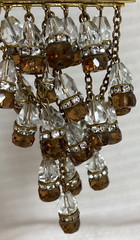 Unique Chandelier Dangle w Clear Rhinestones and Brown & Clear Crystals Brooch
