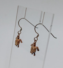 925 Signed Sea Turtle Earrings 1in Drop Vermeil Shell Sterling Silver VTG