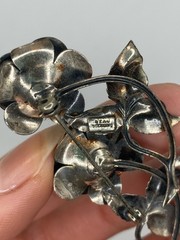 Vintage Beau Sterling Silver Double Rose Brooch Pin 2.5 inches