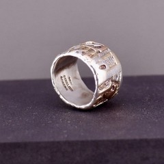 Vintage Scherr Sterling Silver 14K Gold Wide Band Ring Size 6.5 18g