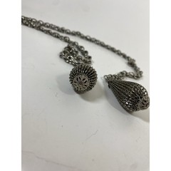 Vintage Silver Tone Lariat Necklace 32in