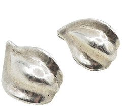 925 Sterling Silver Vintage Shiny Floral Leaf Non Pierce Earrings EG4834