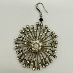 ZOE & SYD Silver Tone Starburst Dangle Earrings Statement Clear Rhinestones VNTG