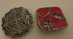 Two Pendant Pins No Chain Both Are Clean Shiny &very Nice Pins Sq. 1.25” Pink Si