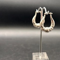 Vintage 925 sterling silver textured hoop earrings Everyday Wear