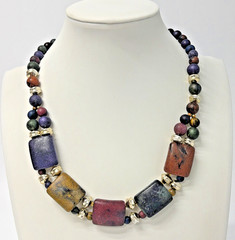Vintage 1970s/1980s Gold & Multicolor Lucite Statement Choker 16″ Necklace