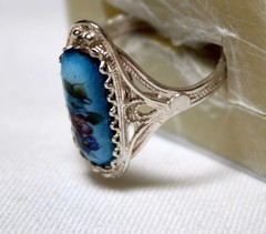 Vintage Russian Hand Painted Enamel Rings 4 Variation Finift Technique #89,92,98
