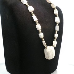 Vintage Egyptian Revival Scarab Necklace Antique Style Amulet Jewelry