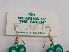 Vintage Russ Green Clover Earrings Saint Patrick’s Day Earrings Unused