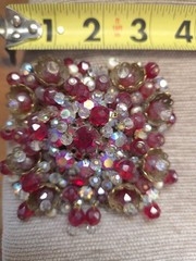 Vintage J Carl NY Original Brooch Hand Wired Red Aurora Borealis Clip Earrings
