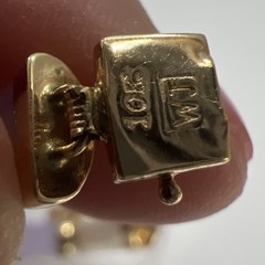 Vintage WJ 10k Yellow Gold Lavender Jade & Mother Of Pearl Asian Bracelet 7.5”