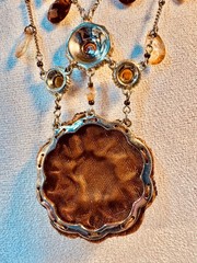 VTG! “Liz Clayborne’s Amber Crystals & Beads Victorian Style Necklace + Earrings