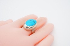 Vintage Mexico Sterling Silver 925 Turquoise Ring Size 8