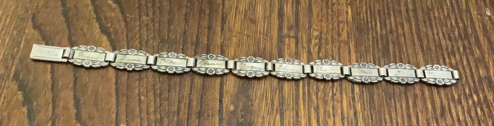 World War II era Sterling silver forget me not bracelet 7.5 inches