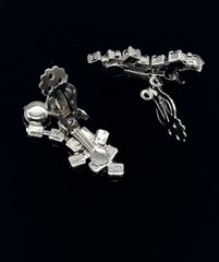 Vtg-BLUE RHINESTONE-Necklace-Choker-Ring-Bracelet-Clip-on Earrings SET