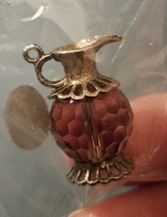 Vintage 7/8″ Sterling Silver Burgundy Crystal Pitcher Charm