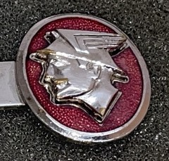 Vtg 50s KINNEY CO. Chrome & Enamel MERCURY Tie Clasp & Box 43mm