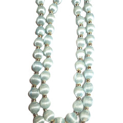 Vintage Light Pale Blue Silk Thread Wrapped Beaded Necklace 30″ Retro Costume