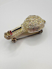 Vintage 1980s Signed ROMAN AUSTRIAN CRYSTALS Silver Tone Snail Brooch Pin