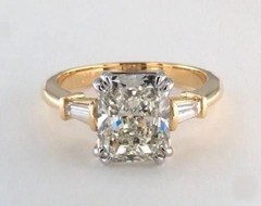 Art Deco Style Lab Created Diamond Wedding 14K Yellow Gold FN Three-Stone Ring