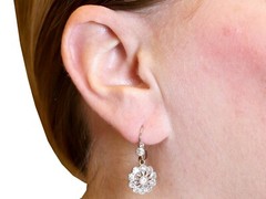 Antique 2.46ct Diamond and 15k Yellow Gold Cluster Earrings Circa 1920