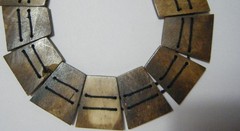 Vtg Necklace Carved yak Bone 10 Pieces Tribal segments symbols Tibetan Artisans
